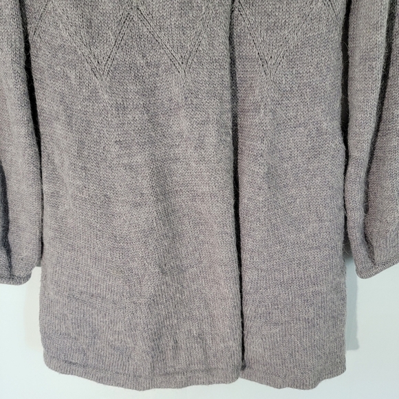 FRENCH CONNECTION Babysoft Ballon Sleeve Cardigan Sz Small Gray Round-Neck - Picture 5 of 12